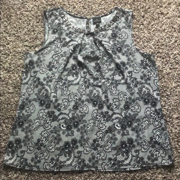 Worthington black white lace sleeveless top XL - Picture 3 of 6